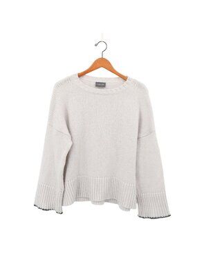 Wooden Ships Gray Black Oversize Rib Knit Trim Pullover Sweater Mohair Wool S/M